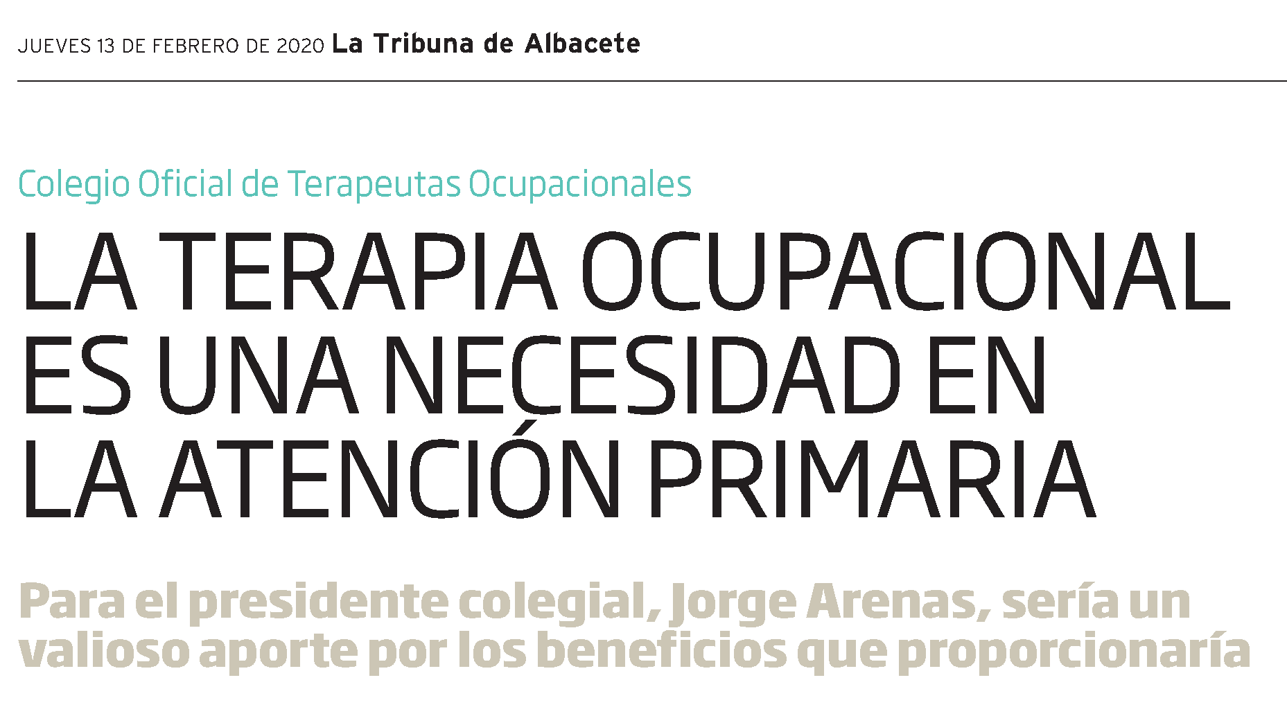 MINIATURA LA TRIBUNA AB ESPECIAL SALUD FEB 2020 - COFTO-CLM EN "LA TRIBUNA"